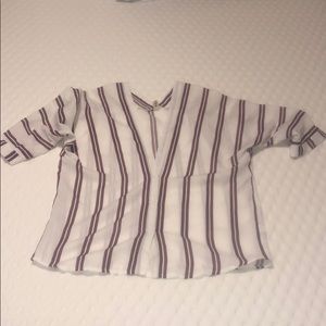 White with maroon stripes button up blouse